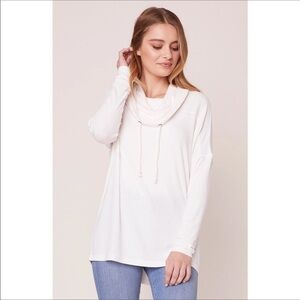 Jack by BB Dakota White Funnel Neck Pullover Hoodie